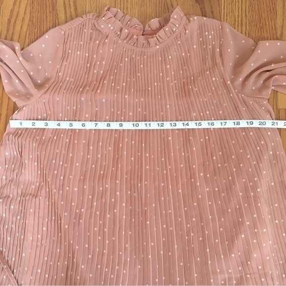 ILLA ILLA Hope’s Blush Polka Dot Long Sleeves Pleated Relaxed Fit Midi Dress - Picture 13 of 16